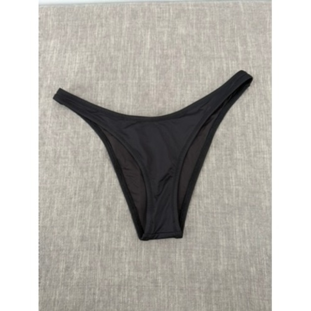 SKIMS Recycled Swim Cheeky Tanga Bikini Bottom Onyx Black Size M Medium NWT